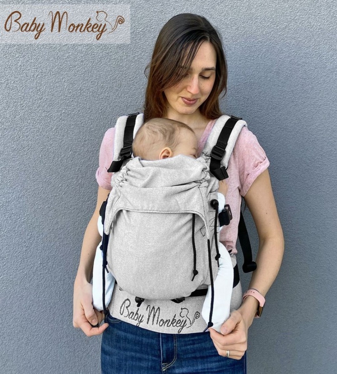 Marsupio ergonomico BABY MONKEY REGOLO NEWBORN ESSENTIAL Grigio