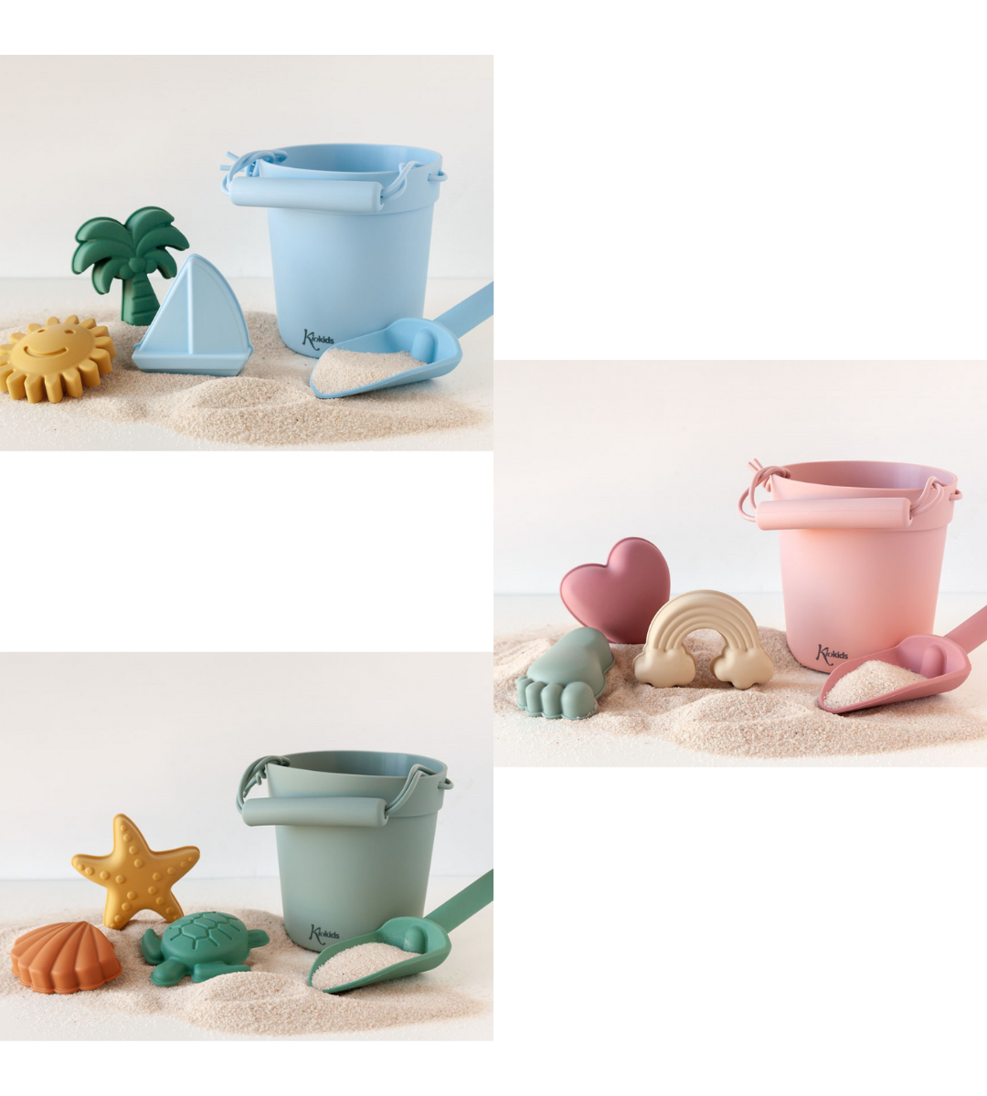 SET SECCHIELLO con GIOCHI DA SPIAGGIA in Silicone KIOKIDS