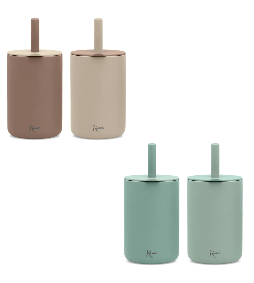 Set 2 BICCHIERI in Silicone con Cannuccia KIOKIDS