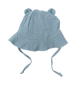 CAPPELLINO BIMBO con Orecchie Orsetto in Mussola di Cotone WOOLY ORGANIC