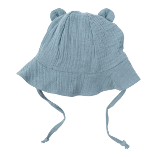 CAPPELLINO BIMBO con Orecchie Orsetto in Mussola di Cotone WOOLY ORGANIC