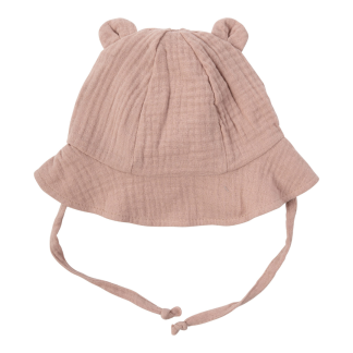 CAPPELLINO BIMBA con Orecchie Orsetto in Mussola di Cotone WOOLY ORGANIC