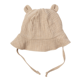 CAPPELLINO BIMBO con Orecchie Orsetto in Mussola di Cotone WOOLY ORGANIC