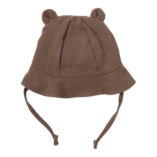 CAPPELLINO BIMBO con Orecchie Orsetto in Mussola di Cotone WOOLY ORGANIC